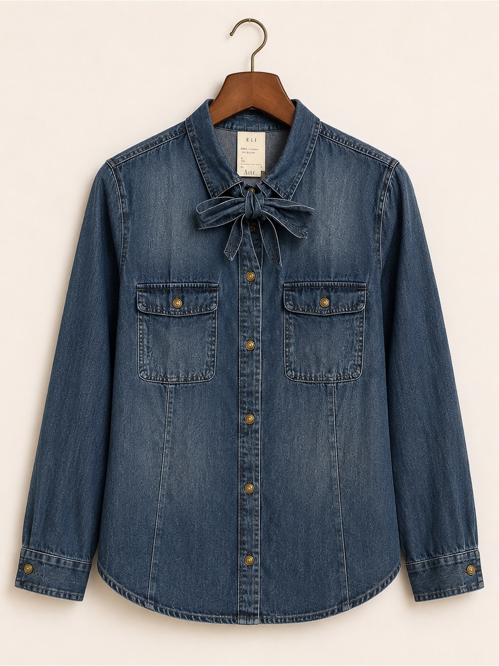 Cabi Waterfront Denim Shirt #3290 | Tie Neck | NWT